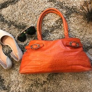 Cole Haan Alexa Croco Handbag | Leather Purse | Orange Handbag | Cole Haan Purse
